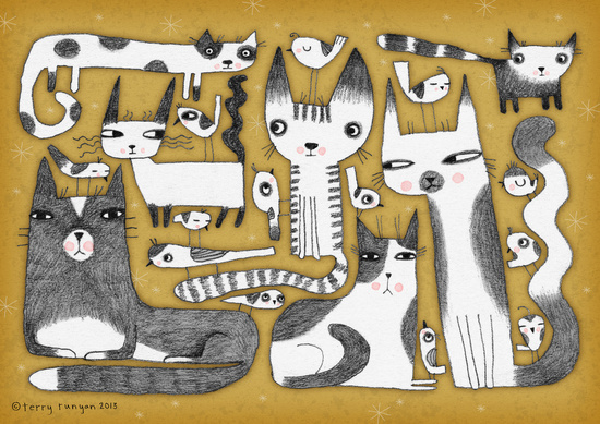 Cat art by Terry Runyan